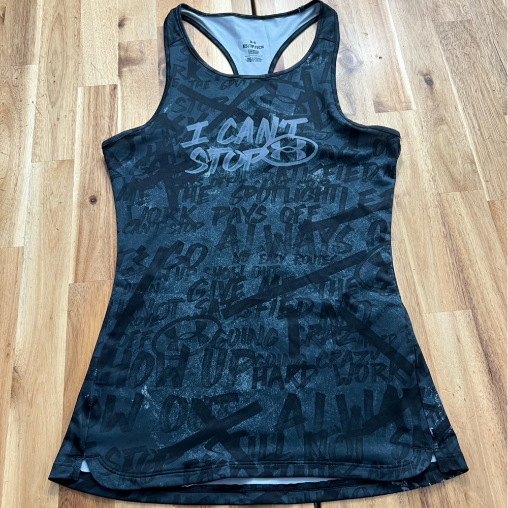 Under Armour XS Fitted Compression Tank Top “I Can’t Stop” Black